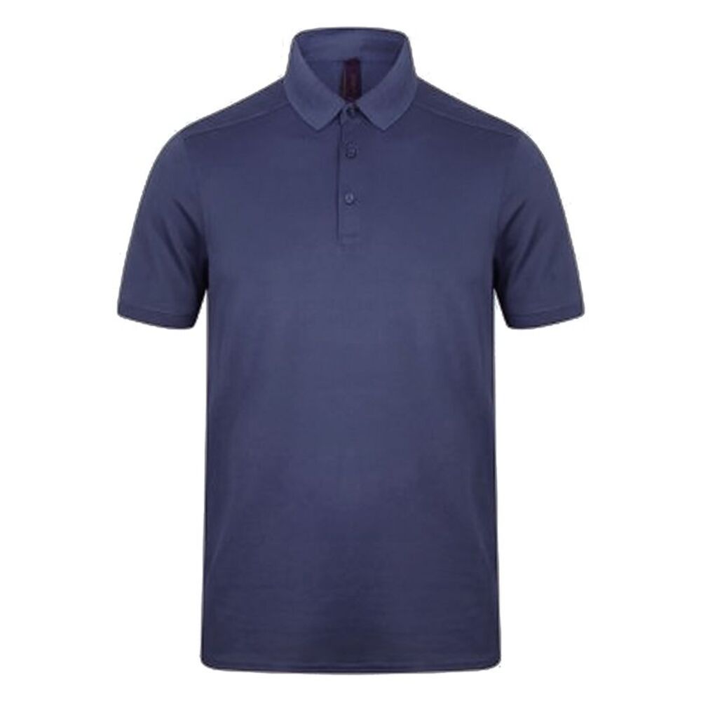 Henbury Mens Stretch Microfine Pique Polo Shirt / Navy